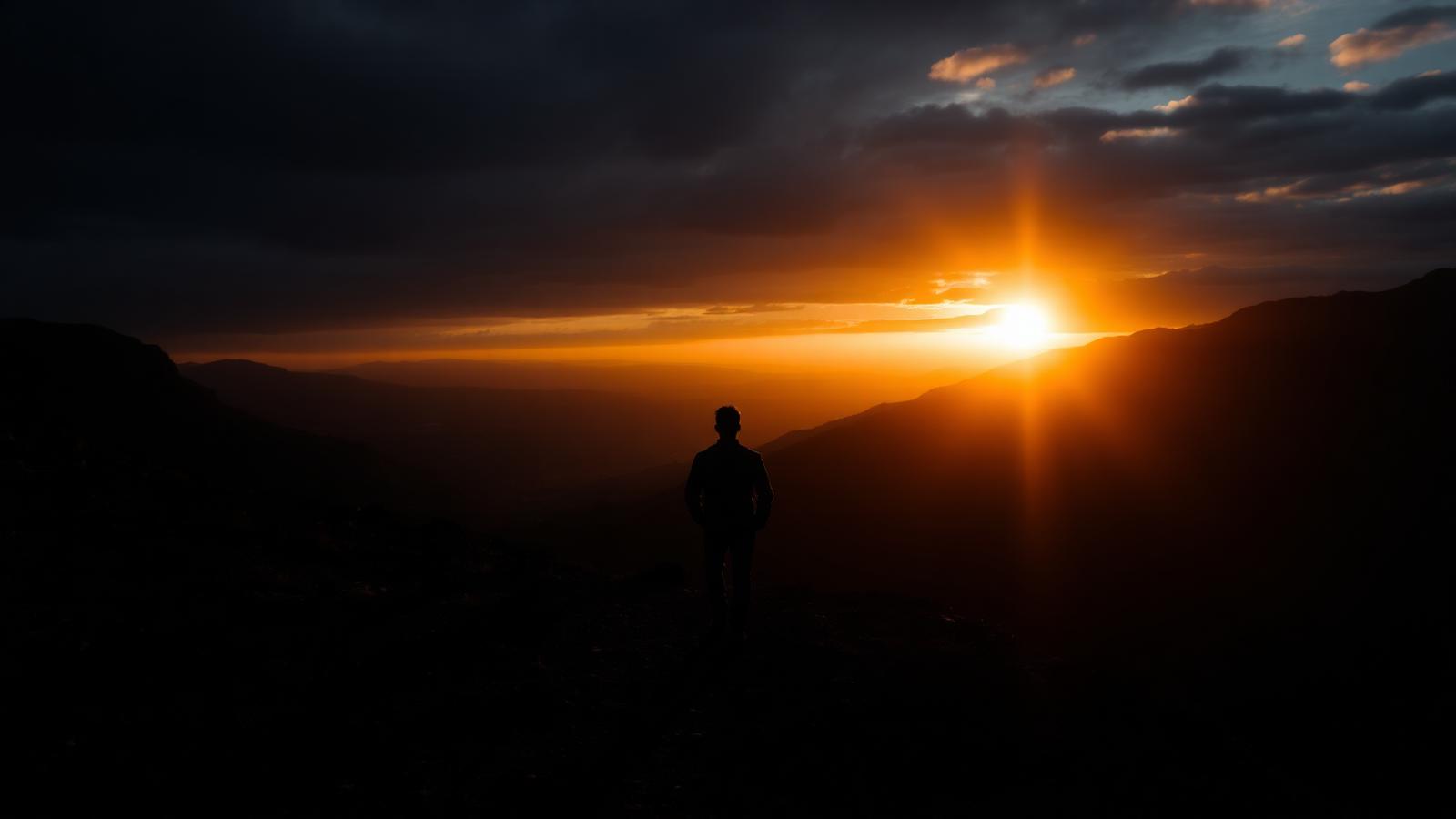 Walking together at sunrise